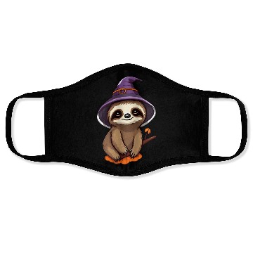 Discover Cute Halloween sloth with a witch hat. Face Masks