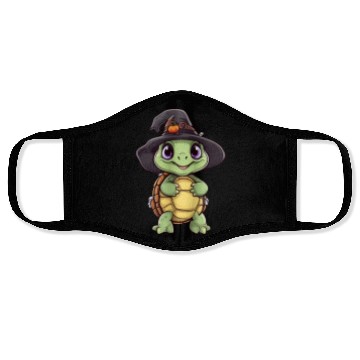 Discover Cute Halloween turtle with a witch hat. Face Masks