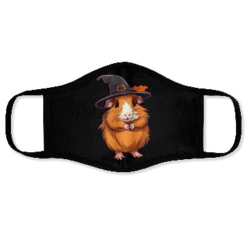 Discover Cute Halloween guinea pig with a witch hat. Face Masks