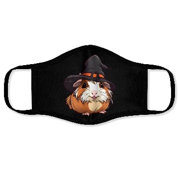 Discover Cute Halloween guinea pig with a witch hat. Face Masks