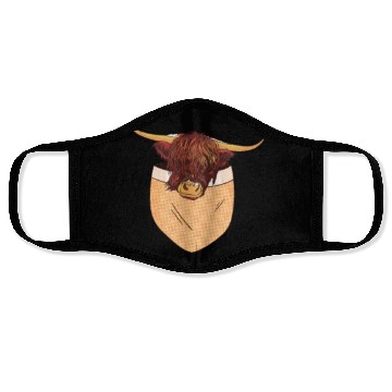 Discover Scottish Highland Cow Pocket Design Face Masks