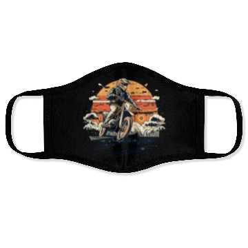 Discover Retro Vintage Sunset Dirt Bike Design Face Masks