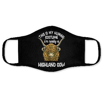 Discover Funny Highland Cow Saying Face Masks