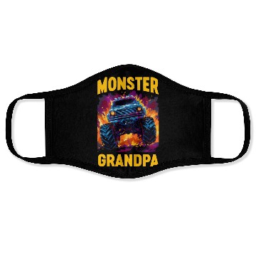 Discover Monster Truck Grandpa Monster Grandad Retro Face Masks