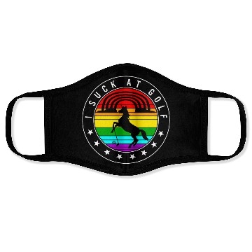 Discover Golf Face Masks, I Suck At Golf Unicorn Rainbow Retro