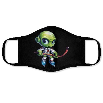 Discover Alien hockey player Face Masks