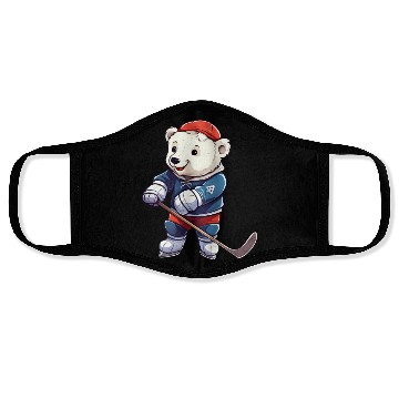 Discover Polar bear hockey player Face Masks