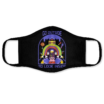 Discover Psychedelic Dreamscape: A Trippy Cartoon Adventure Face Masks