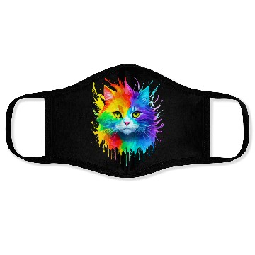 Discover Rainbow Cat Realistic Watercolor Cute Cat Paint Face Masks