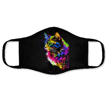 Discover Rainbow Cat Realistic Watercolor Cute Cat Paint Face Masks
