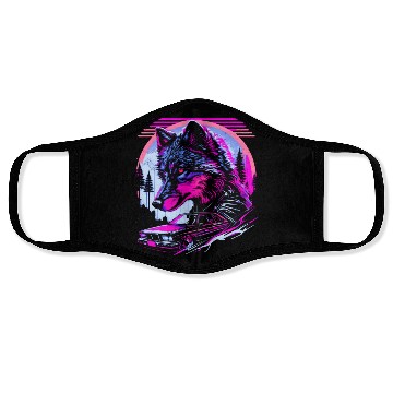 Discover Retro Synthwave Gangster Wolf Face Masks