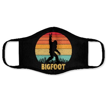Discover Funny Bigfoot Rock Roll retro Face Masks