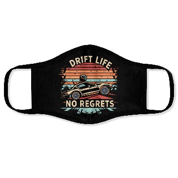 Discover Vintage Drift Life No Regrets Face Masks
