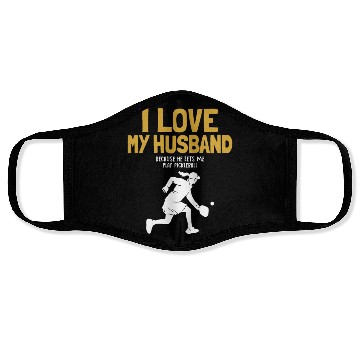 Discover I Love My Husband Pickleball Team Coach Trainer Face Masks