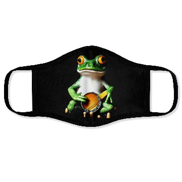 Discover Frog Playing Banjo Face Masks