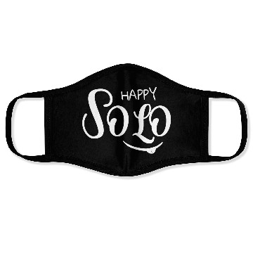 Discover Happy Solo White Typography Face Masks