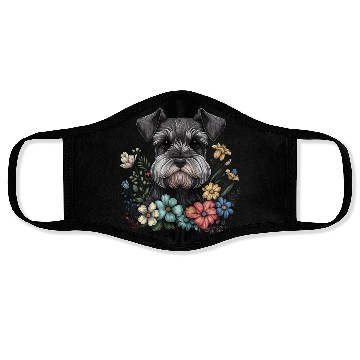 Discover Miniature Schnauzer Flower Garden Cute Puppy Dog Face Masks