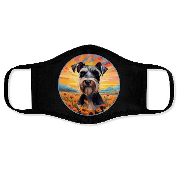 Discover Miniature Schnauzer Mountain Flower Cute Colorful Face Masks