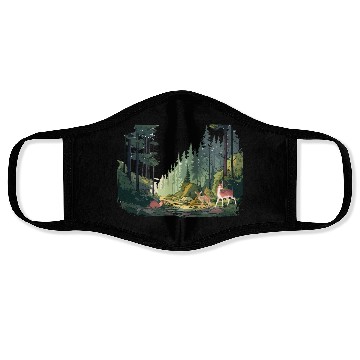 Discover Forrest Background with Deer and Weasel Face Masks