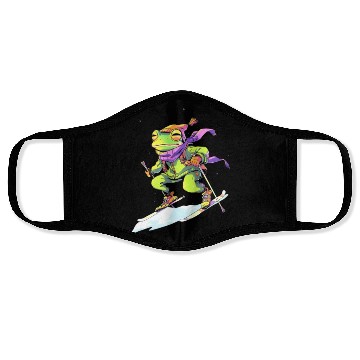 Discover Frog Skiing Skier Ski Winter Snow Face Masks