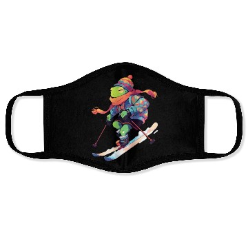 Discover Frog Skiing Skier Ski Winter Snow Face Masks