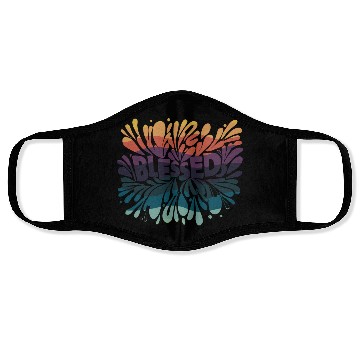 Discover Im Blessed Groovy Design Color Wave Face Masks