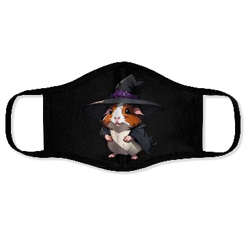 Discover Cute Halloween guinea pig with a witch hat. Face Masks