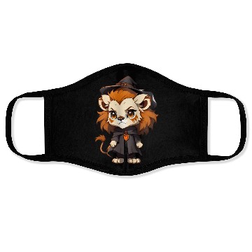 Discover Cute Halloween lion with a witch hat. Face Masks