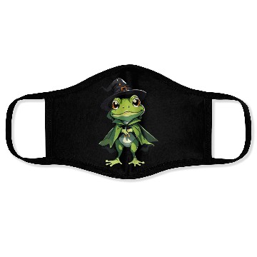 Discover Cute Halloween frog with a witch hat. Face Masks