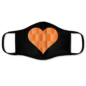 Discover Orange Cute Heart Icon Face Masks