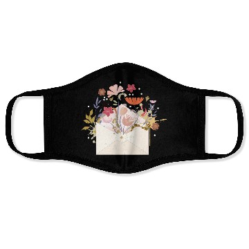Discover floral envelope with flowers and seal Face Masks