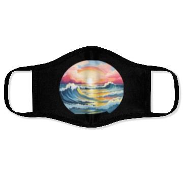 Discover Beautiful Pink Sea And Cloud Landscape Face Masks