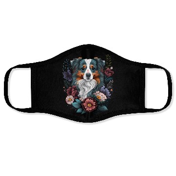Discover Australian Shepherd Floral Aussie Flower Cute Face Masks