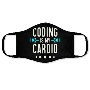 Discover Coding Is My Cardio | Geeky Software Developer Face Masks