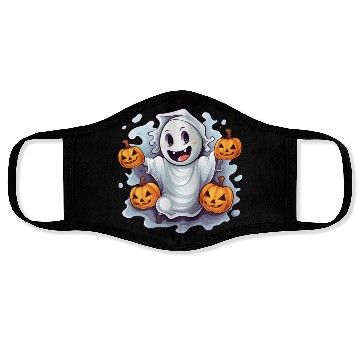 Discover Funny Halloween Ghost With Pumpkin Lanterns Face Masks