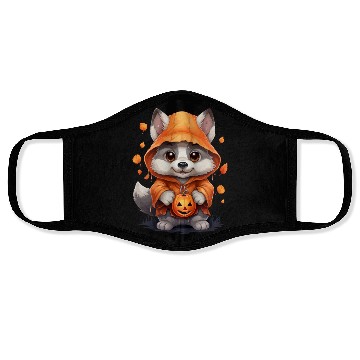 Discover Cute Halloween Wolf With Pumpkin Lanterns Face Masks