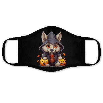Discover Cute Little Halloween Wolf With Pumpkin Lanterns Face Masks