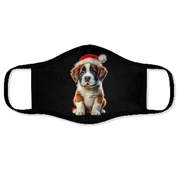 Discover Saint Bernard puppy waiting for Christmas Face Masks
