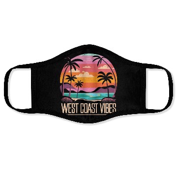Discover Tranquil beach at sunset West Coast Vibes Face Masks