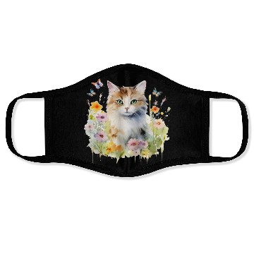 Discover CAT Watercolor Flowers Butterflies Face Masks