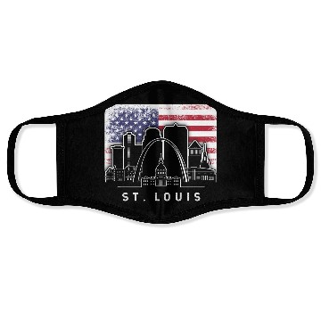 Discover St. Louis Missouri American Flag Vintage Face Masks