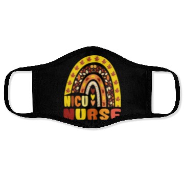 Discover Rainbow Autumn NICU Nurse Maple Leaf Fall Vibes Face Masks