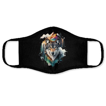 Discover Majestic Mountain Wolf Nature Inspired Artwork Face Masks