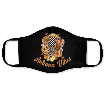Discover Autumn Vibes, Lightning Bolt, Retro, Vintage, Fall Face Masks
