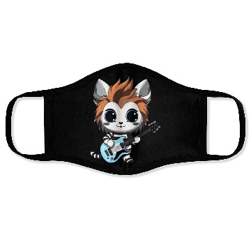 Discover Chibi Zebra Playing Electric Guitar Face Masks