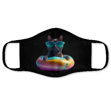 Discover Black Cat Wearing Sunglasses in Float Face Masks