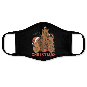 Discover Capybara Christmas Tree Merry Christmas Face Masks
