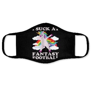 Discover I suck at fantasy football dabbing unicorn funny Face Masks