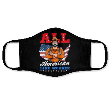 Discover Lineman Pole All American Line Worker Face Masks