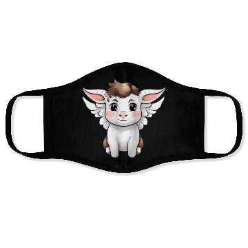 Discover Heavenly Bond: Cow & Calf with Angel Wings Face Masks